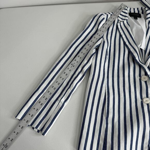 Carlisle Collection Blazer Womens 8 Blue Striped Linen Blend Jacket Nautical - Picture 13 of 16